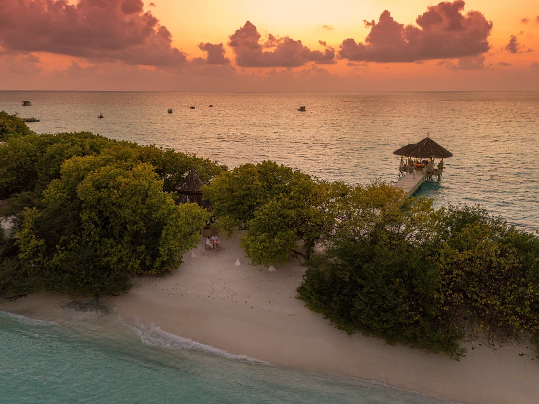 Aerial view of Soneva Secret, Haa Dhaalu Atoll