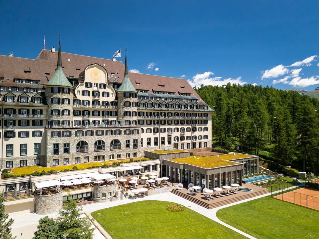 Exterior of Suvretta House, St. Moritz (Champfer side)