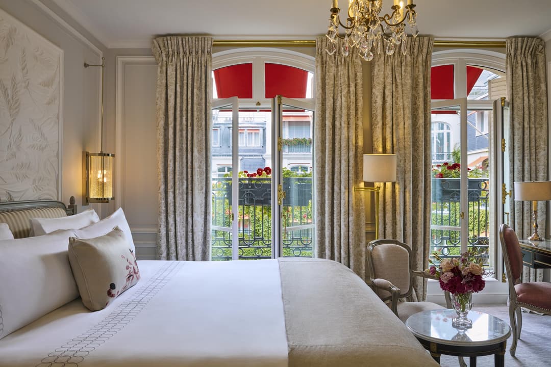 Guest room at Hotel Plaza Athenee, Paris