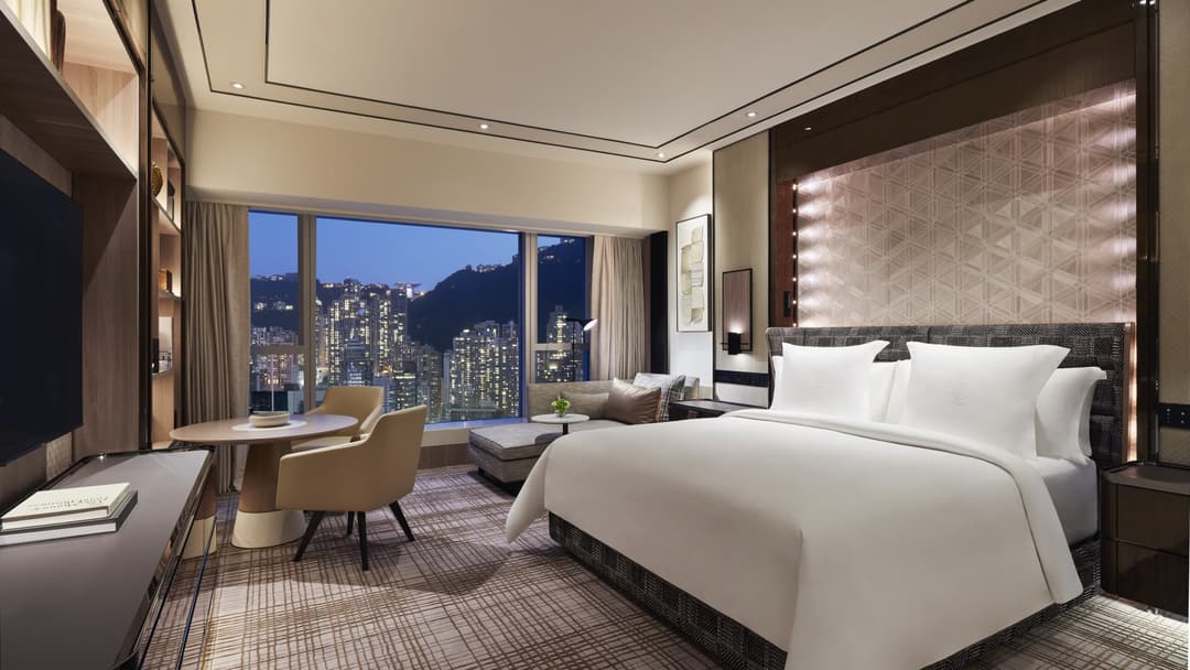 Guest room at Four Seasons Hotel Hong Kong