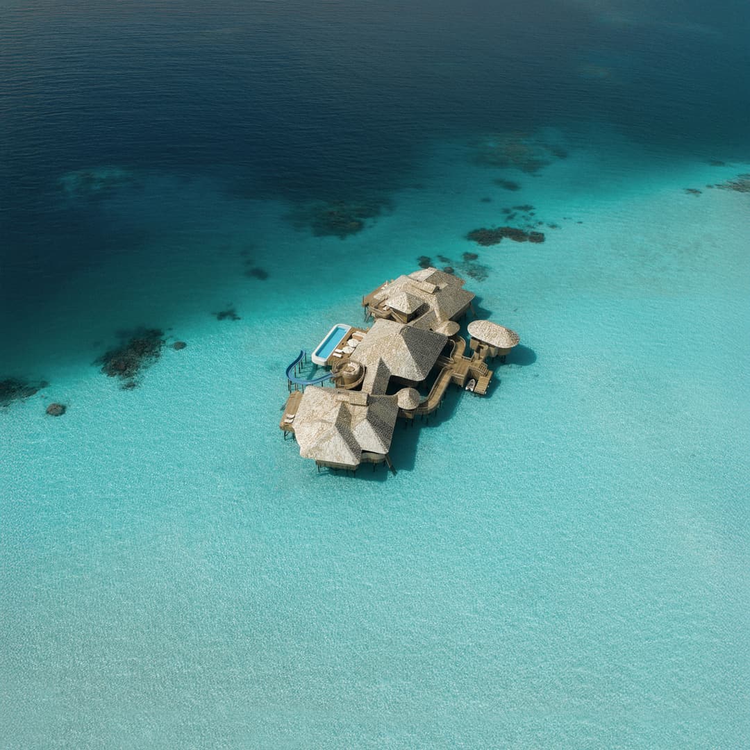 Aerial view of Soneva Secret, Haa Dhaalu Atoll