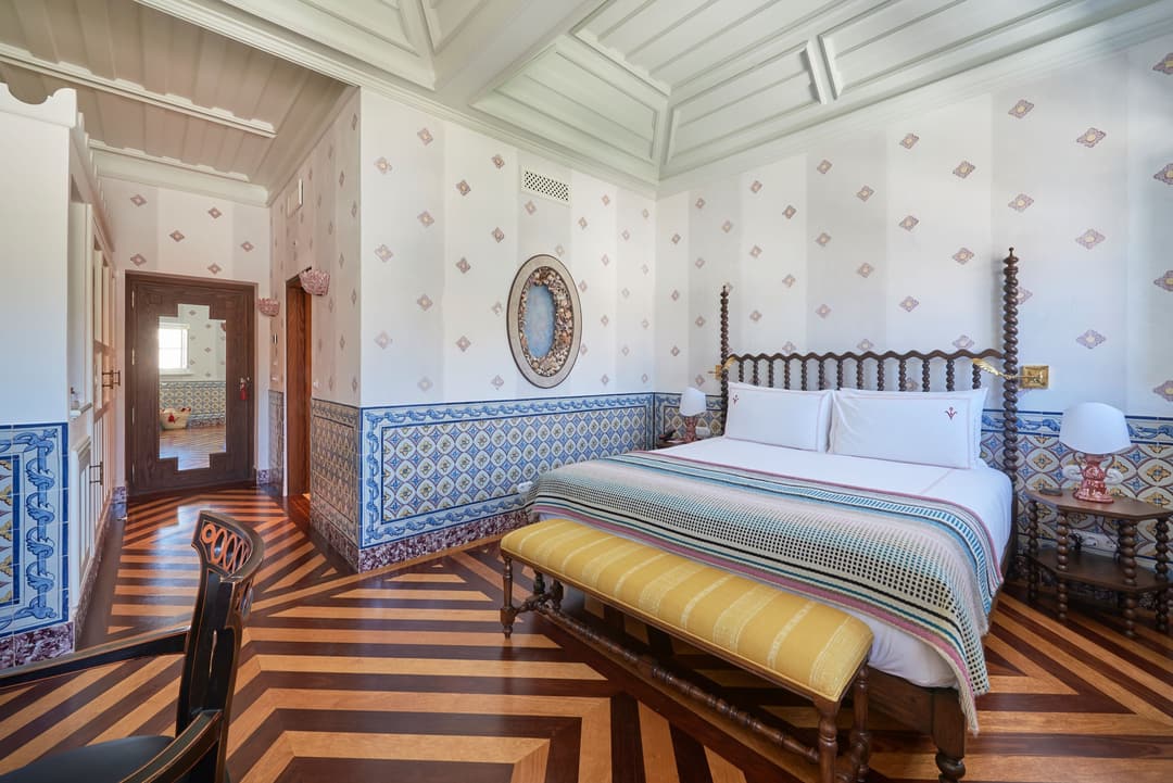 Close-up of luxury bedding in a guest room at a 5-star hotel in Melides, Costa Alentejana, Vermelho Melides