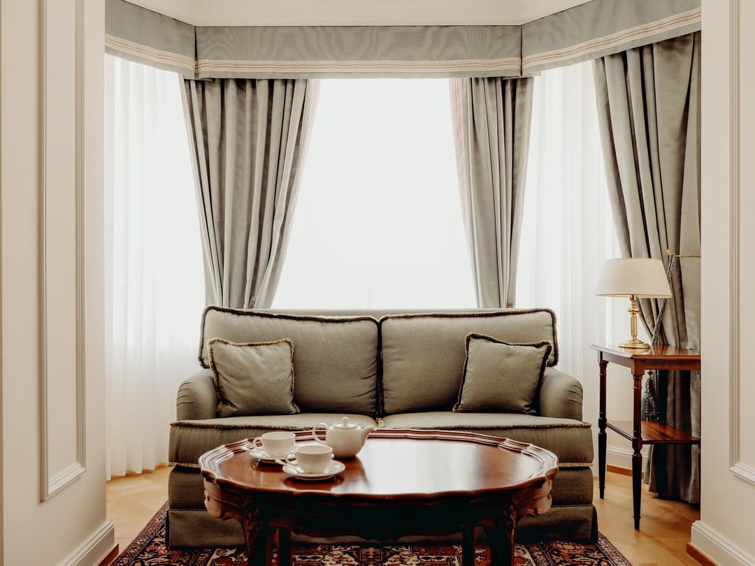 Badrutts Palace Suites Helen Badrutts Suite Interior Detail Sofa, Badrutt's Palace Hotel, St. Moritz