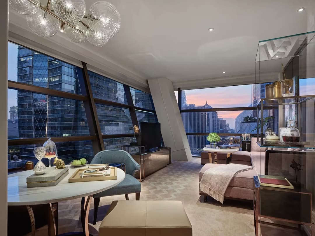 Suite living room at Rosewood Bangkok