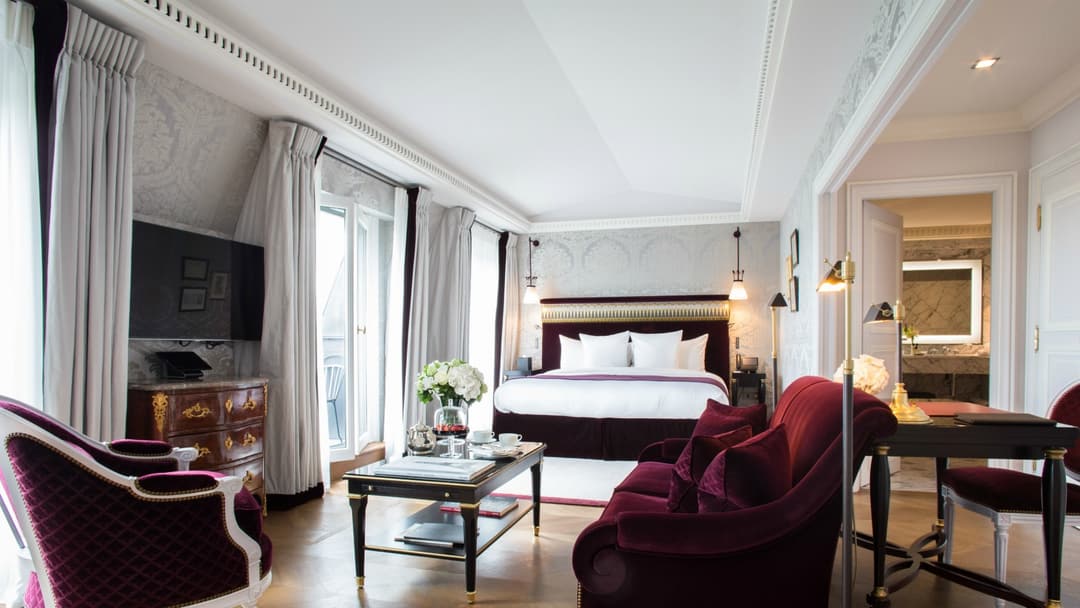 Guest room at La Reserve Paris Hotel and Spa