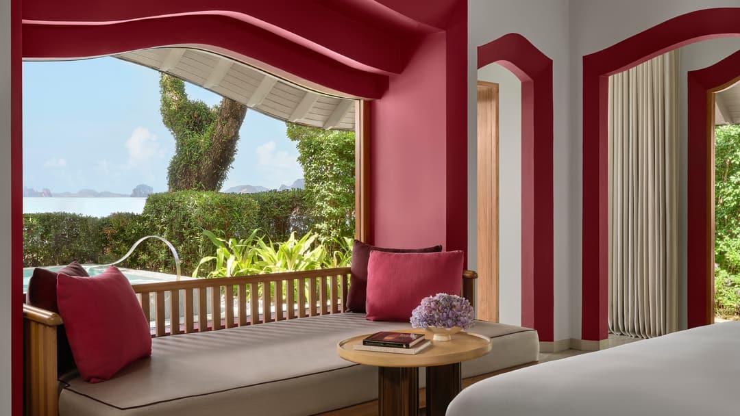 Suite living room at Phulay Bay, a Ritz-Carlton Reserve, Krabi