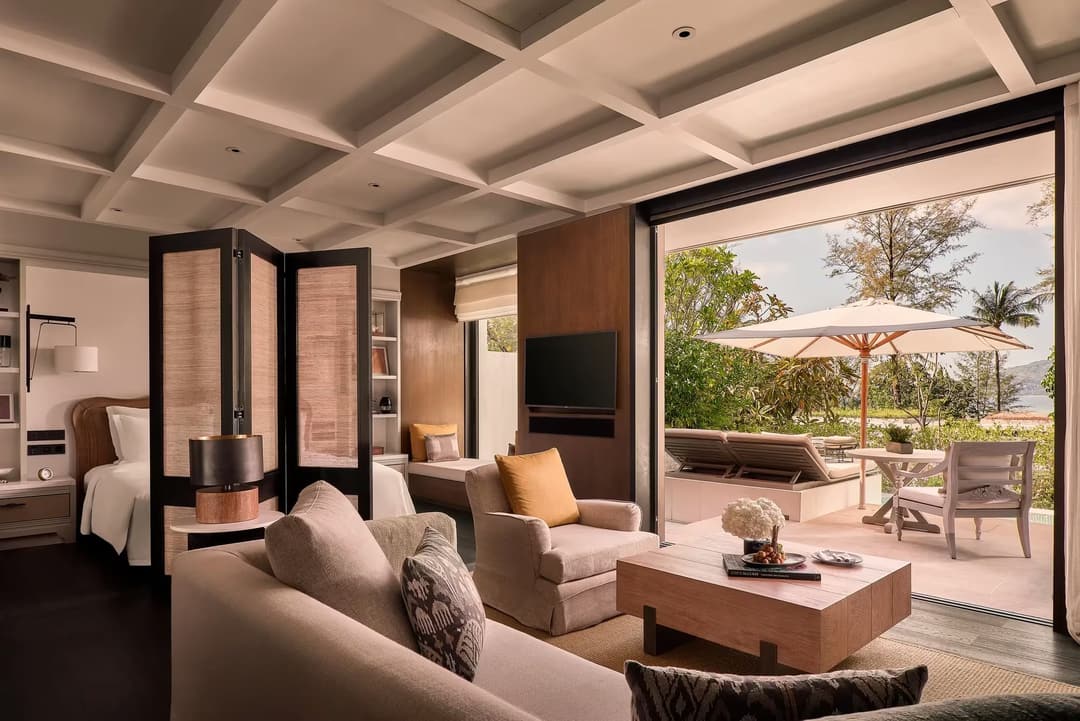 Suite living room at Rosewood Phuket