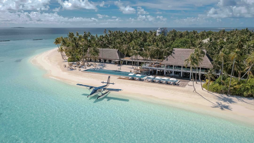 Aerial view of Velaa Private Island, Noonu Atoll