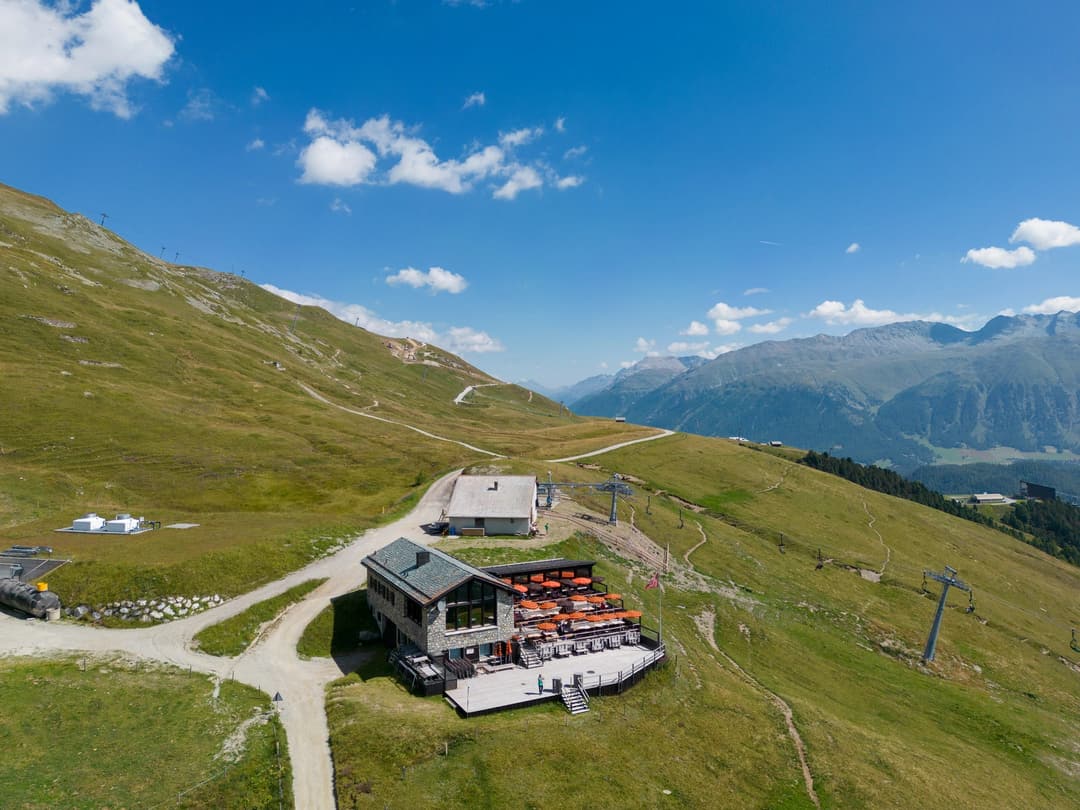 Aerial view of Suvretta House, St. Moritz (Champfer side)