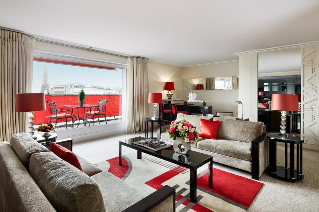 Suite living room at Hotel Plaza Athenee, Paris
