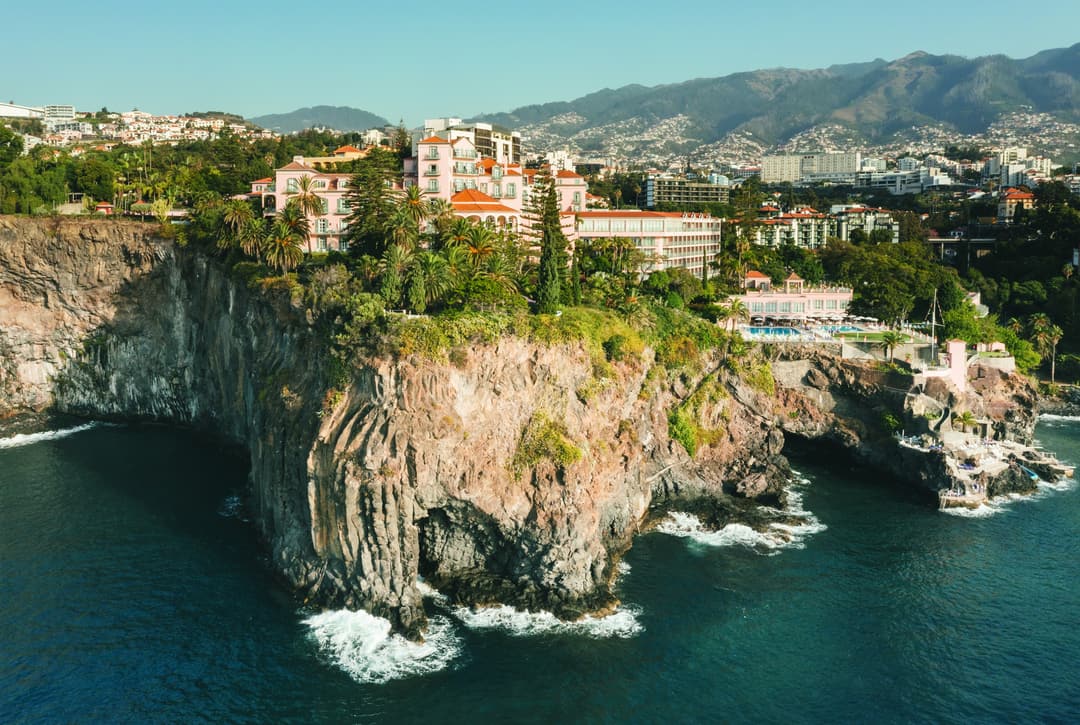 Aerial view of Reid's Palace, A Belmond Hotel, Funchal, Madeira