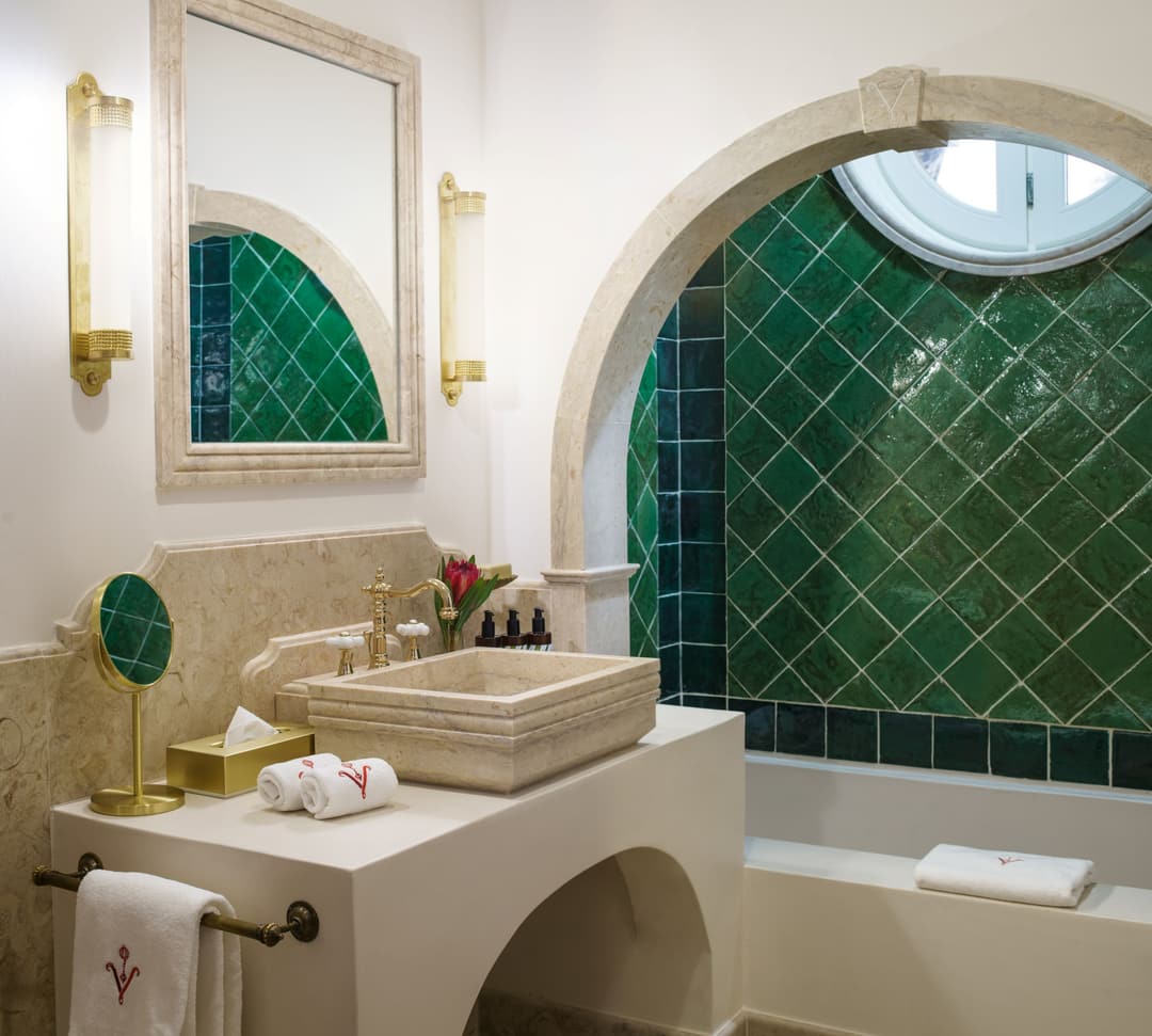 Stylish bathroom sink at a luxury boutique hotel in Melides, Portugal, Vermelho Melides, Comporta coast (Melides)