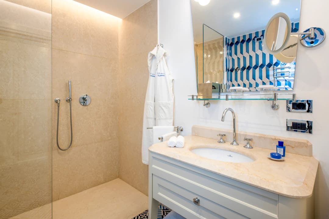 Marble bathroom at Borgo Santandrea, Conca dei Marini
