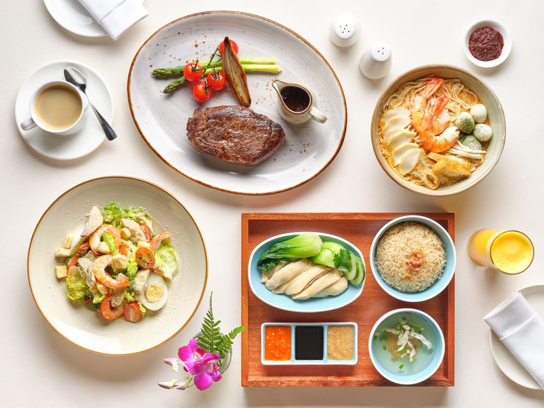 Platters and dishes served with tea at The Fullerton Hotel Singapore, The Fullerton Bay Hotel Singapore