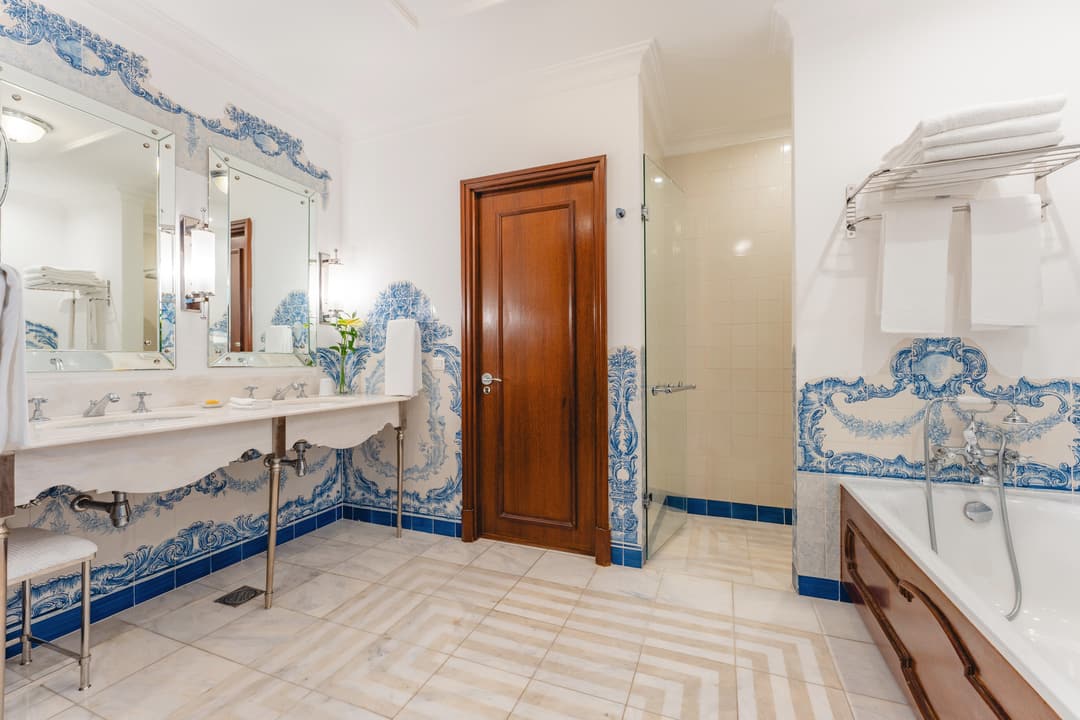 Marble bathroom at Reid's Palace, A Belmond Hotel, Funchal, Madeira