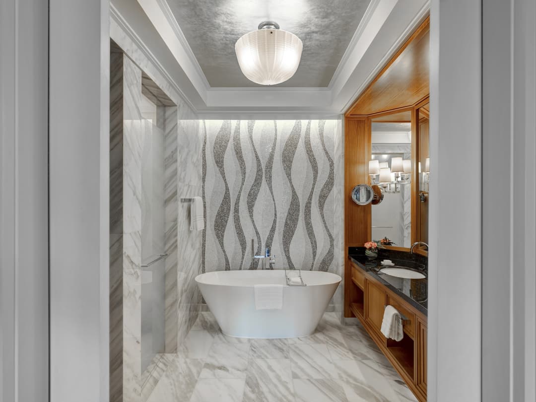 Marble bathroom at Four Seasons Resort Dubai at Jumeirah Beach, Dubai (Jumeirah)