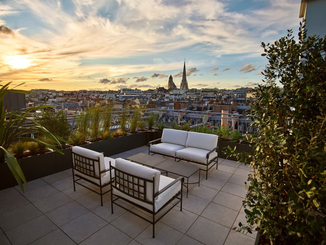 Private terrace at Hotel Plaza Athenee, Paris