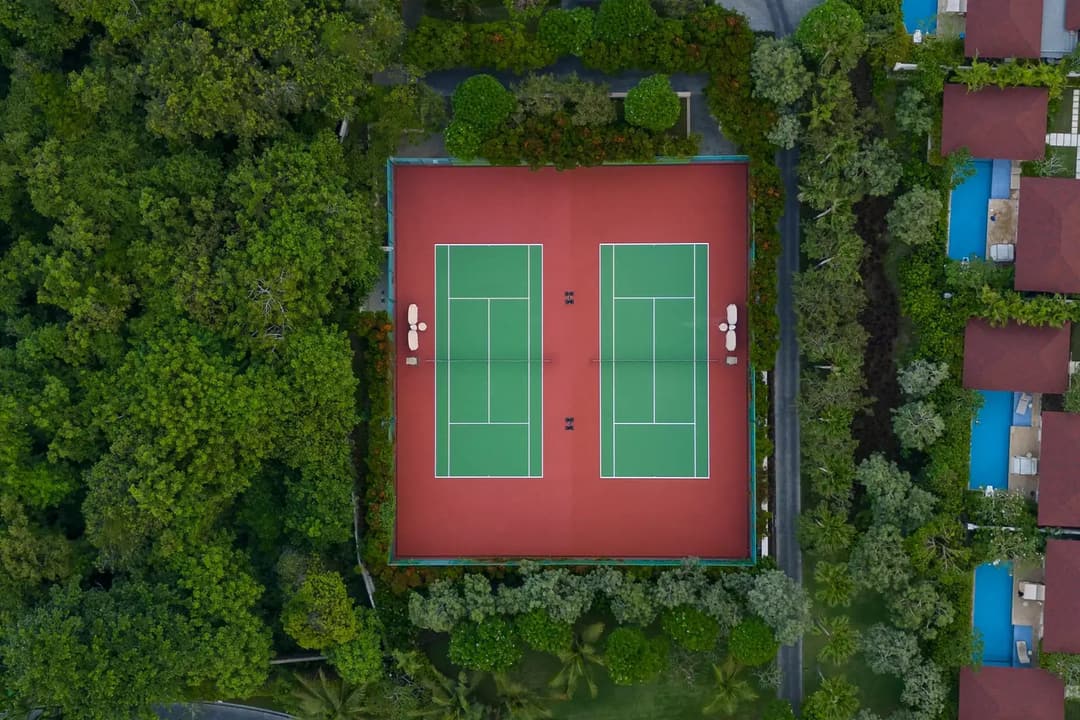 Tennis courts from above at Mulia Bali, Nusa Dua