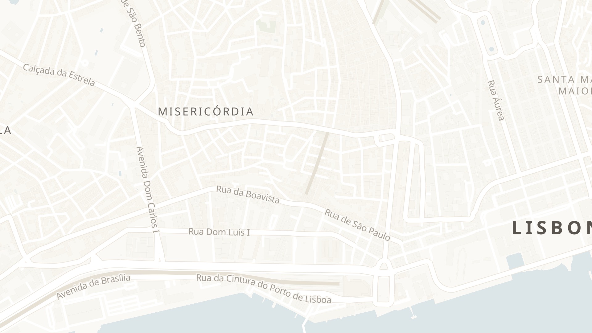Map of Lisbon, Portugal, showing where Verride Palácio de Santa Catarina stands